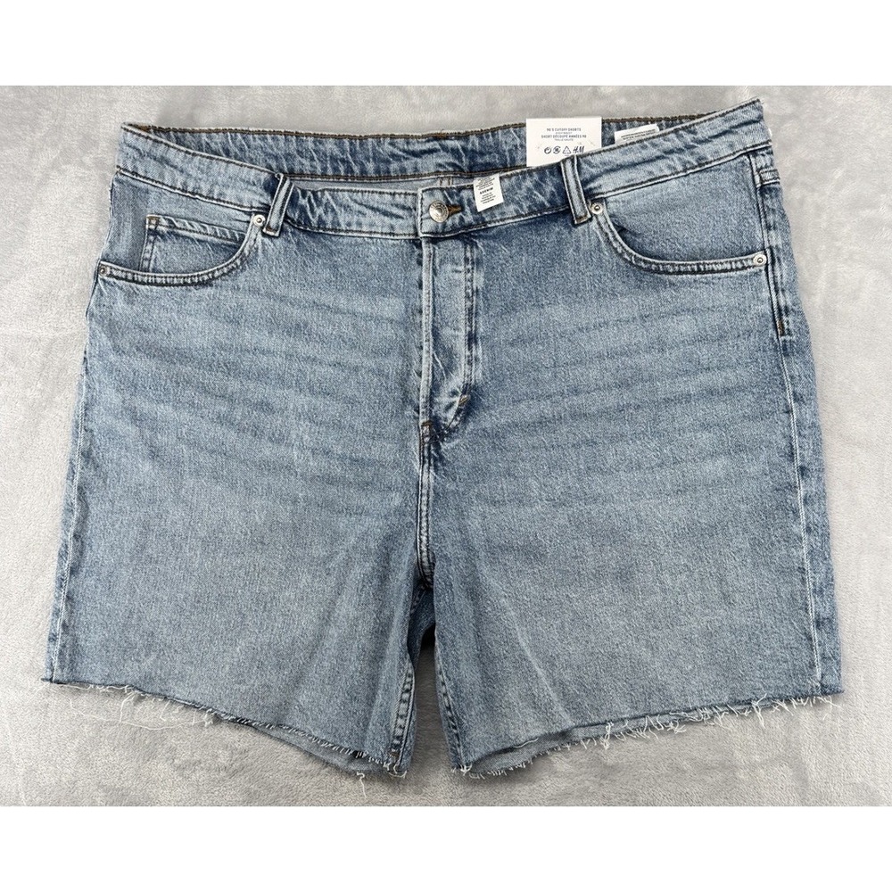 H&M Denim 90's Cut Off Shorts High Waist Light Wash Women's Size 22 NWT